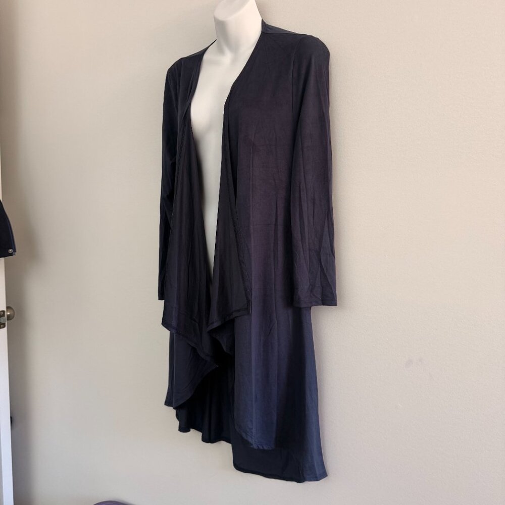 Honey & Lace Slate Blue Open Front Duster Cardigan | Flowy Draped Fit | Size XS - Picture 2 of 9